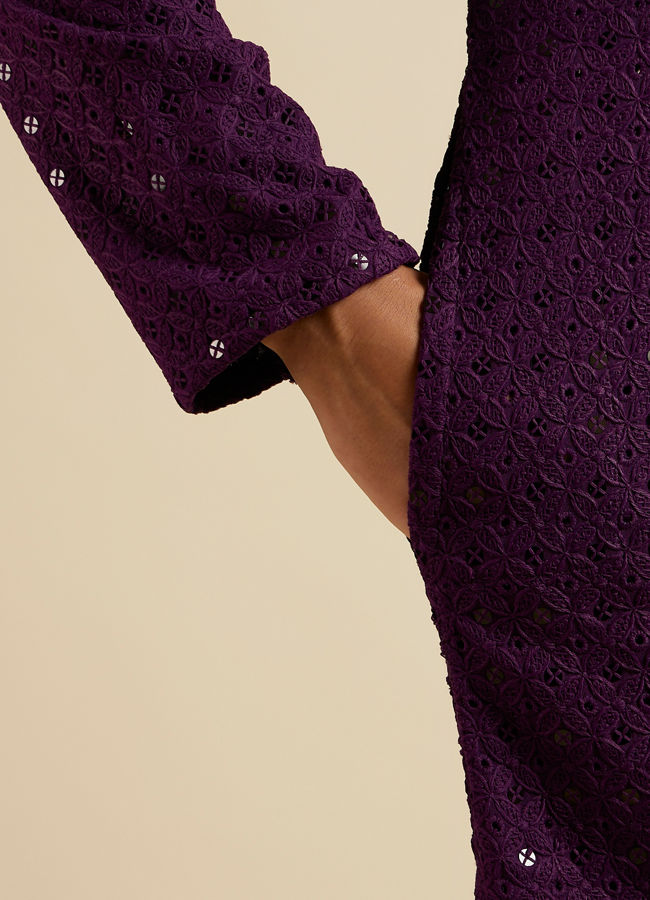 Manyavar Men Purple Chikankari Sequinned Kurta Set