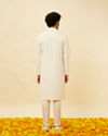 Manyavar Men Soft White Floral Sequin Embroidered Kurta Set