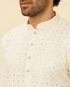 alt message - Manyavar Men Soft White Floral Sequin Embroidered Kurta Set image number 1