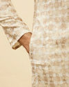 alt message - Manyavar Men Cream Overlapping Printed Kurta Set image number 3