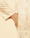 Manyavar Men Peach Beige Kaleidoscopic Patterned Kurta Set