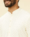 alt message - Manyavar Men Soft White Chikankari Embroidered Sequined Kurta Set image number 1