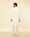 Manyavar Men Soft White Chikankari Embroidered Sequined Kurta Set