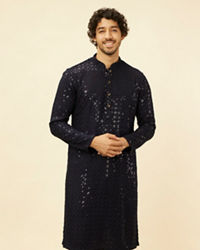 Manyavar Men Royal Blue Chikankari Embroidered Sequinned Kurta Set