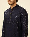 alt message - Manyavar Men Royal Blue Chikankari Embroidered Sequinned Kurta Set image number 1