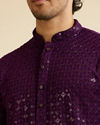 alt message - Manyavar Men Royal Purple Chikankari Embroidered Sequined Kurta Set image number 1