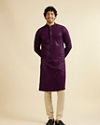 alt message - Manyavar Men Royal Purple Chikankari Embroidered Sequined Kurta Set image number 2