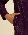 alt message - Manyavar Men Royal Purple Chikankari Embroidered Sequined Kurta Set image number 3