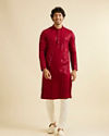 alt message - Manyavar Men Rust Red Chikankari Embroidered Sequinned Kurta Set image number 2