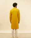 Manyavar Men Bright Mustard Chikankari Sequinned Kurta Set