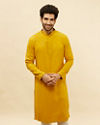 Bright Mustard Chikankari Sequinned Kurta Set image number 0