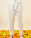 Manyavar Men Buttercream Ditsy Floral Chikankari Kurta Set