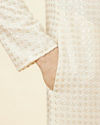 Manyavar Men Buttercream Ditsy Floral Chikankari Kurta Set