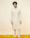 alt message - Manyavar Men Buttercream Ditsy Floral Chikankari Kurta Set image number 2