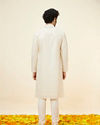 alt message - Manyavar Men Buttercream Ditsy Floral Chikankari Kurta Set image number 5