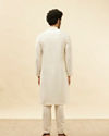 Manyavar Men Warm White Embroidered Neckline Kurta Set