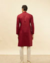 Manyavar Men Maroon Chevron Patterned Kurta Set