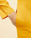 Manyavar Men Sunrise Orange Self Patterned Kurta Set