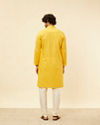 alt message - Manyavar Men Mustard Yellow Fern Buta Motif Patterned Kurta Set image number 5