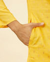 Manyavar Men Mustard Yellow Fern Buta Motif Patterned Kurta Set