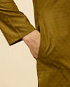 Manyavar Men Mehendi Green Self Printed Kurta Set