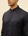 alt message - Manyavar Men Dark Blue Self Patterned Kurta Set image number 1