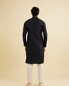 Manyavar Men Dark Blue Self Patterned Kurta Set