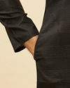 Manyavar Men Coal Black Self Patterned Kurta Set