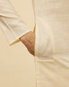 Manyavar Men Soft Cream Self Textured Kurta Set