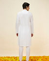 alt message - Manyavar Men Pristine White Self Patterned Kurta Set image number 5