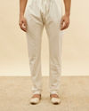 Manyavar Men Warm White Grid Patterned Kurta Set