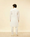 Manyavar Men Warm White Grid Patterned Kurta Set