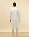 Manyavar Men Bright White Chevron Patterned Kurta Set