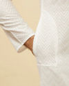 Manyavar Men Bright White Chevron Patterned Kurta Set