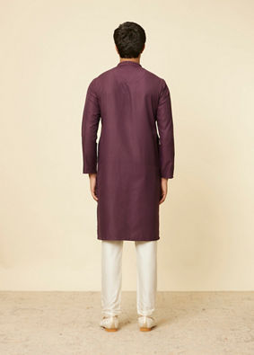 alt message - Manyavar Men Purple Kurta Set image number 5