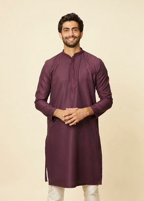 alt message - Manyavar Men Purple Kurta Set image number 0