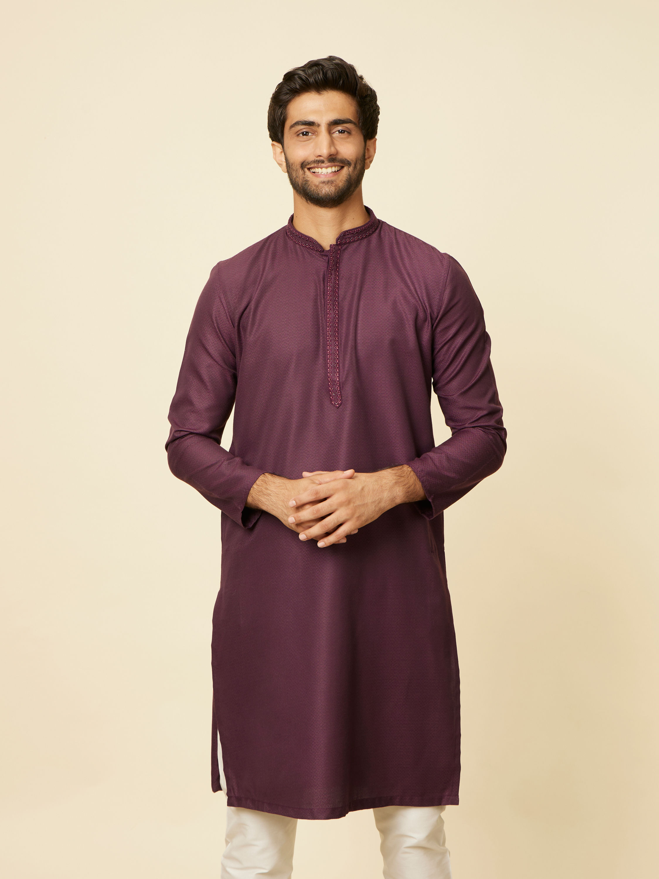 Manyavar Men Purple Kurta Set