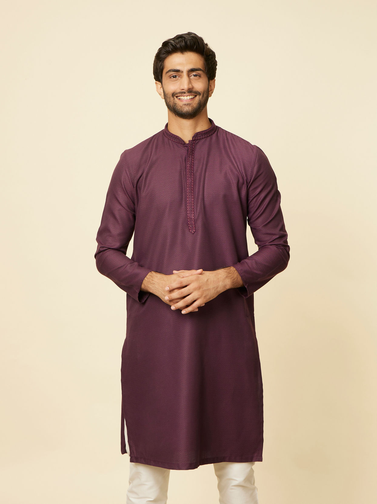 Manyavar Men Purple Kurta Set