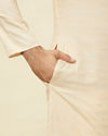 Manyavar Men Sand Beige Embroidered Neckline Kurta Set