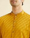 Manyavar Men Mustard Yellow Lattice Patterned Kurta Set