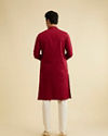 Manyavar Men Maroon Red Kurta Set with Embroidered Neckline