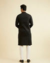 alt message - Manyavar Men Ebony Black Kurta Set with Embroidered Neckline image number 5