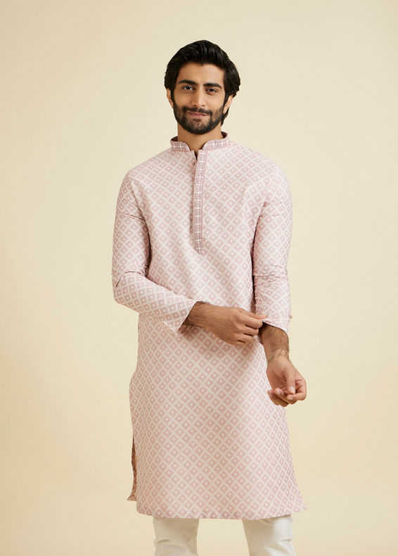 Manyavar Men Pink Festivity Men Kurta Pajama