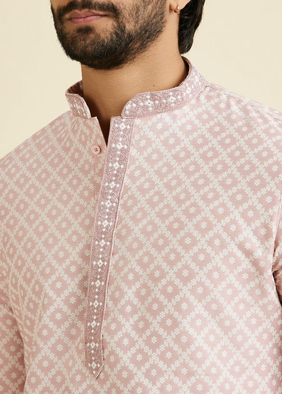 Manyavar Men Pink Festivity Men Kurta Pajama