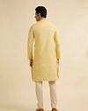 alt message - Manyavar Men Yellow Grid Patterned Kurta Set image number 4