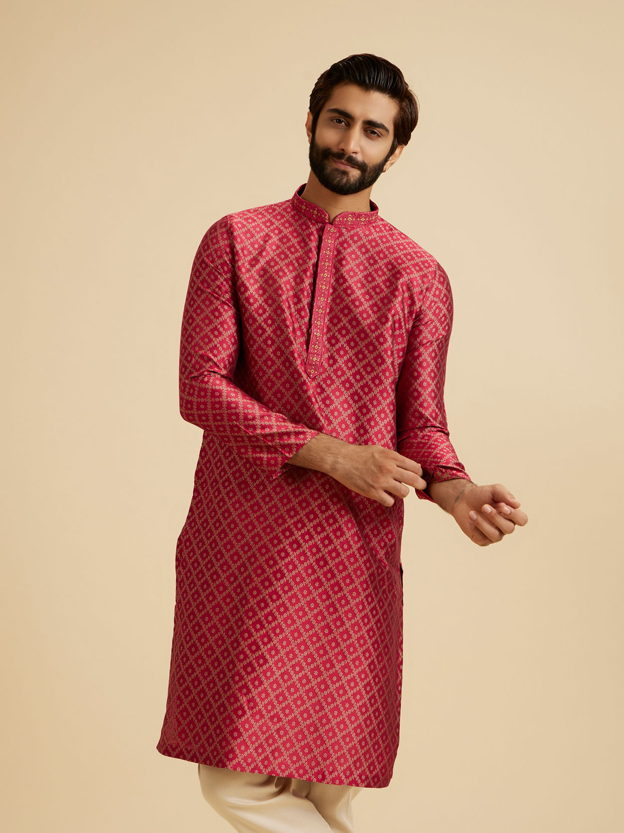 Manyavar Men Regal Red Radiance Kurta Pajama