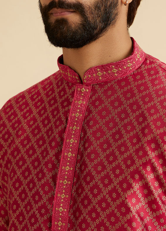 Manyavar Men Regal Red Radiance Kurta Pajama