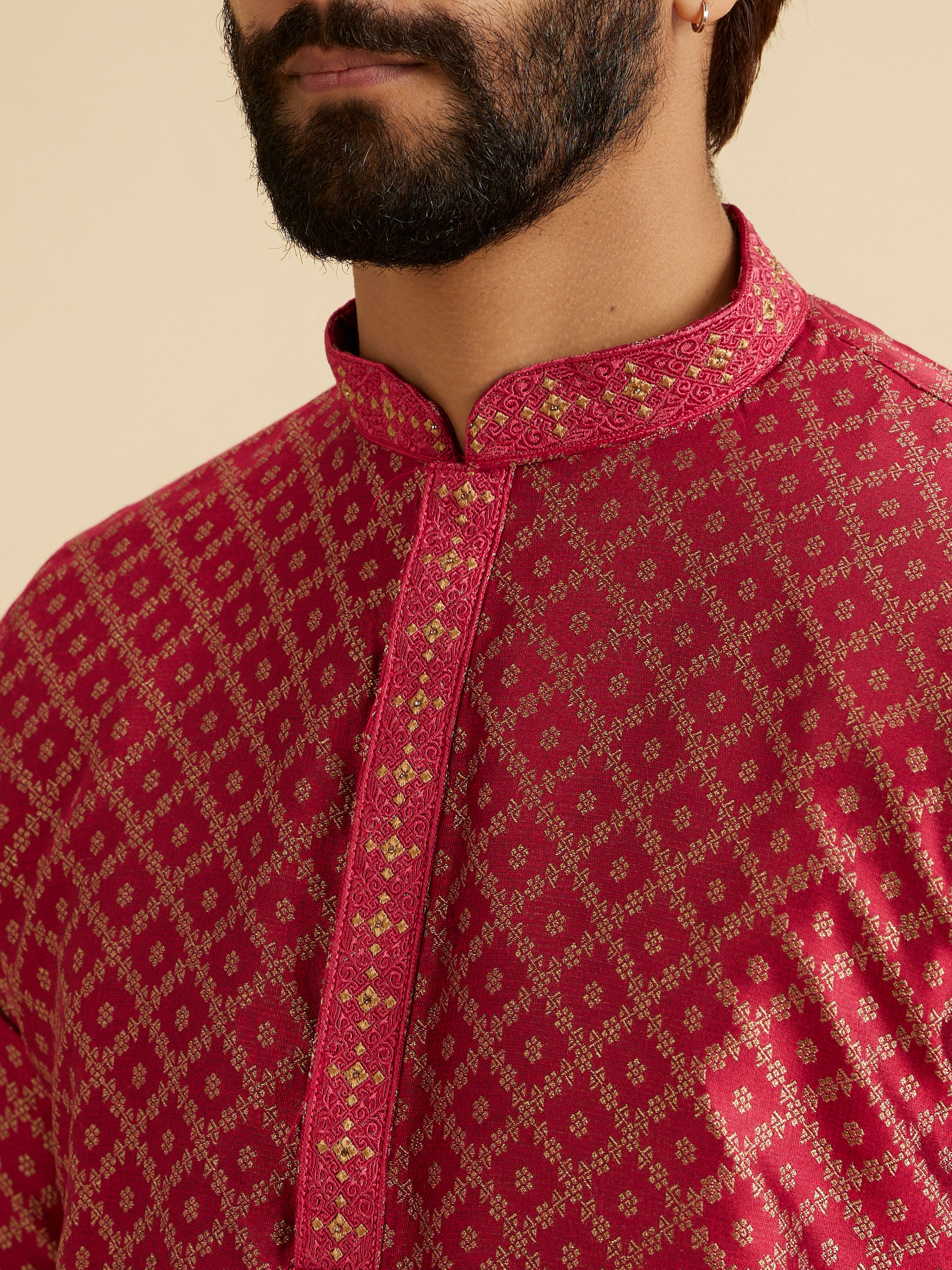 Manyavar Men Regal Red Radiance Kurta Pajama