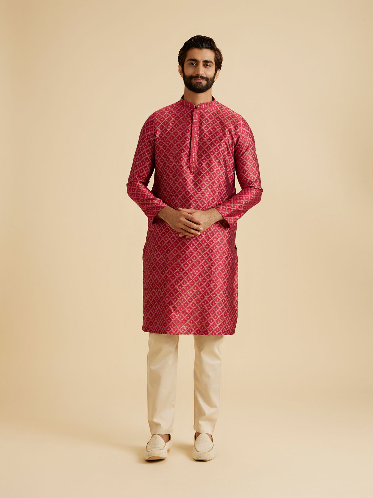 Manyavar Men Regal Red Radiance Kurta Pajama