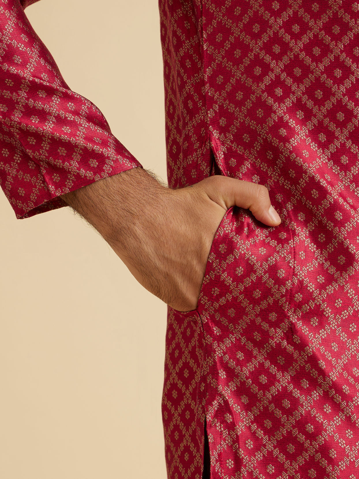 Manyavar Men Regal Red Radiance Kurta Pajama